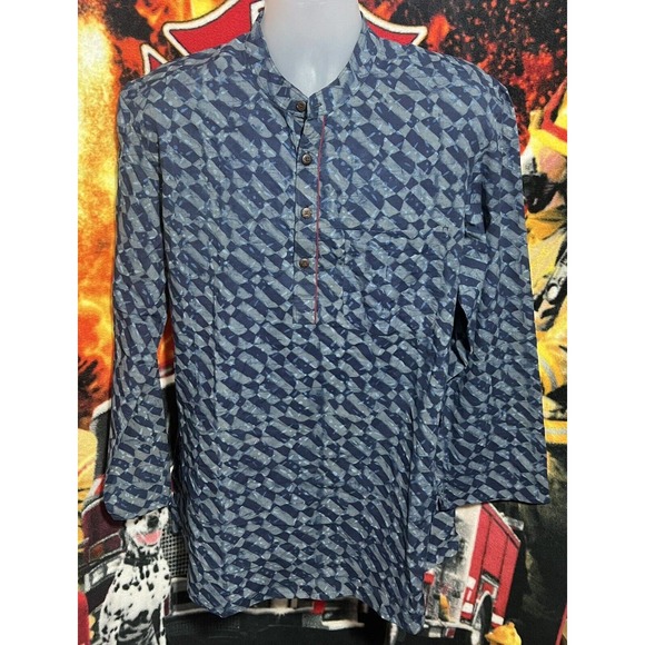 Fabindia Linen Cotton Button Shirt‎ Blue Mens 40 - Picture 1 of 4
